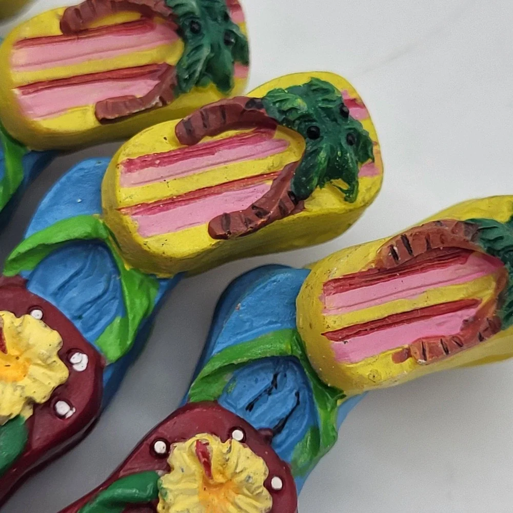 Appetizer Forks Novelty Flip Flop Flamingo Summer Colorful Cocktail Set Of 8